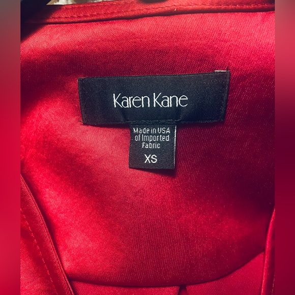 Karen Kane Tie Front Long Sleeve Imported Sz XS Red Satin Women’s Blouse - Picture 3 of 9